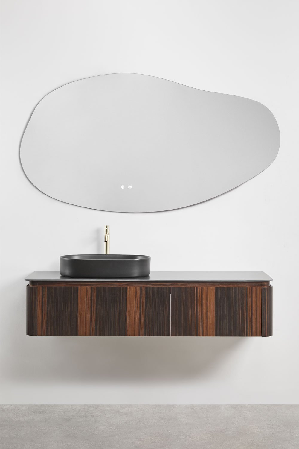 Conjunto de mueble de baño suspendido en madera Lavena, imagen de galer&iacute;a 3