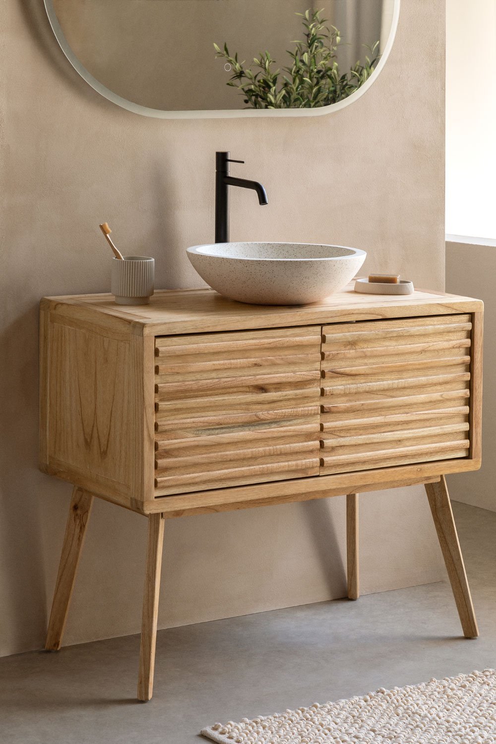 Conjunto de mueble de baño en madera Deleyna, imagen de galería 1