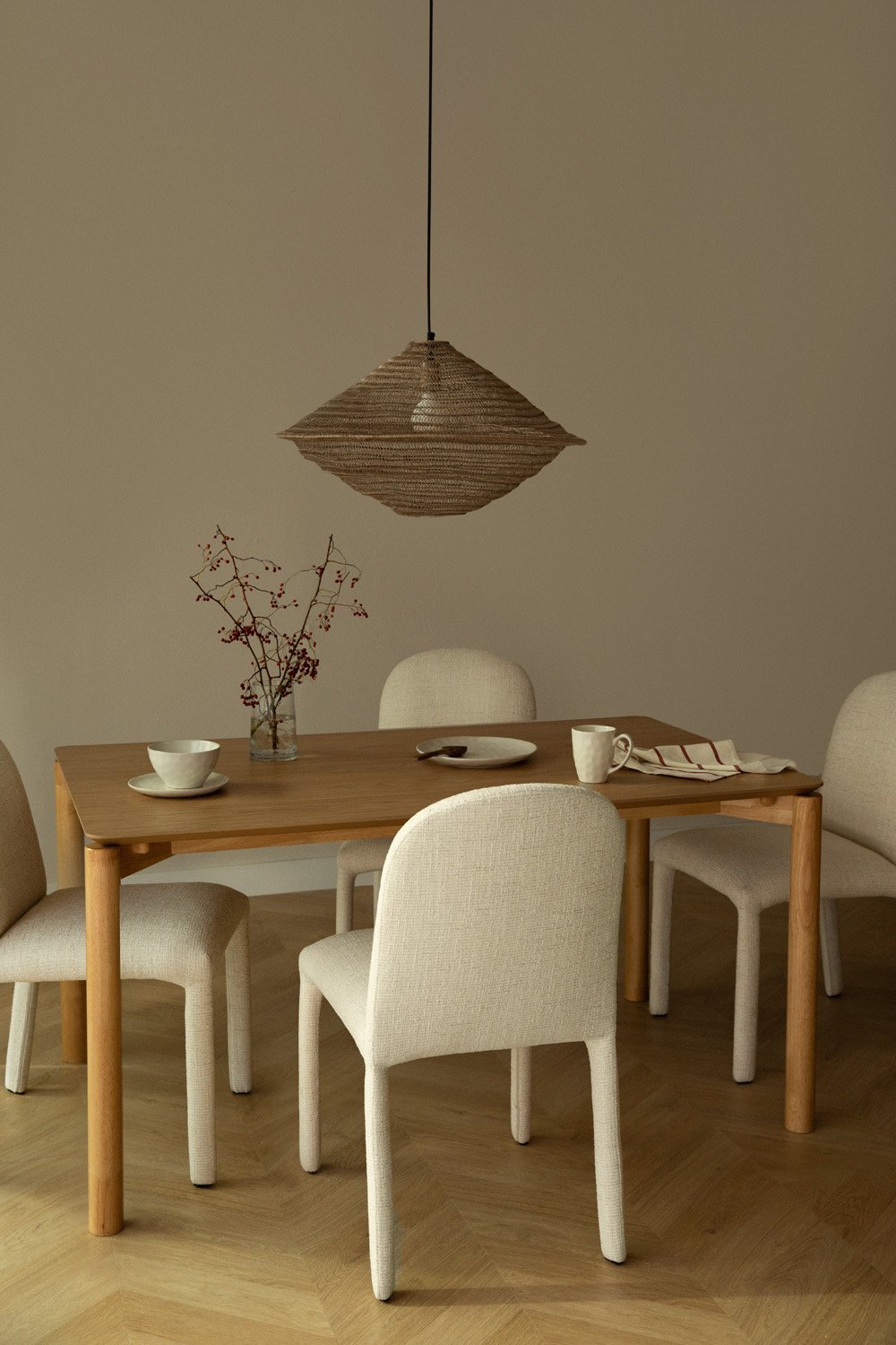 Mesa de comedor rectangular en MDF con chapa de roble Munden , imagen de galería 1