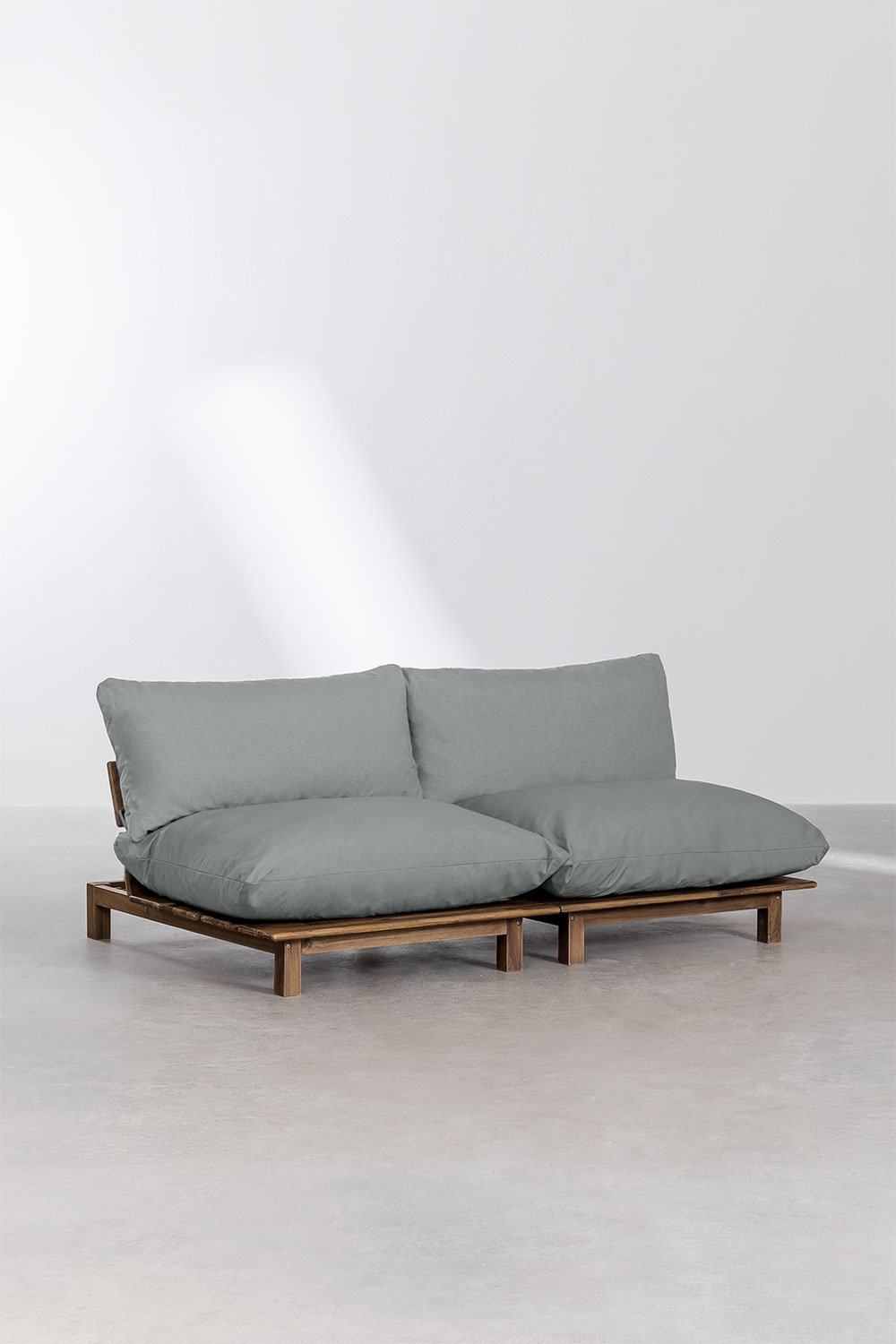 Sofá modular reclinable de jardín de 2 piezas en madera de acacia Brina      , imagen de galería 2