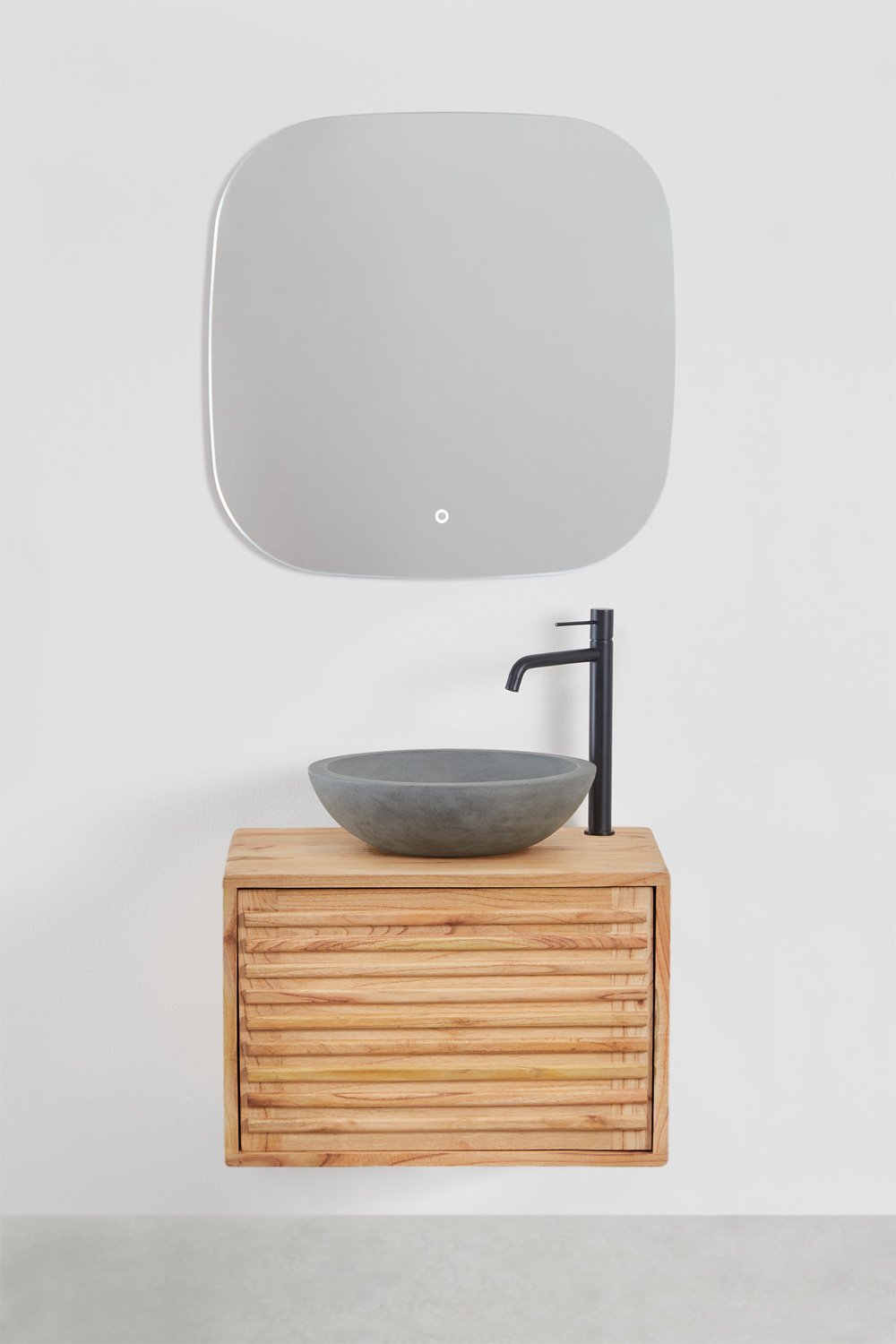 Conjunto de mueble de baño suspendido en madera Deleyna, imagen de galería 2