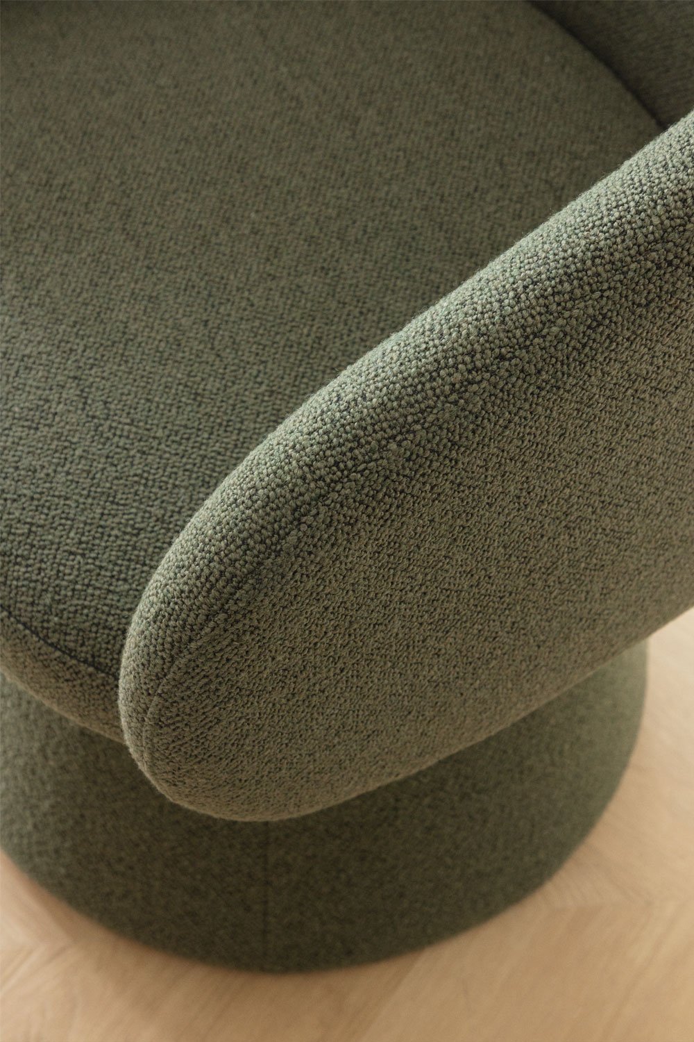 Pack de 4 sillas de comedor giratorias con reposabrazos en tela bouclé Flavian, imagen de galería 2