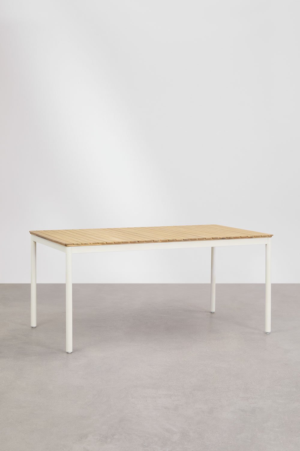 Mesa de jardín rectangular en acero y madera de acacia (160x90 cm) Artus, imagen de galería 2