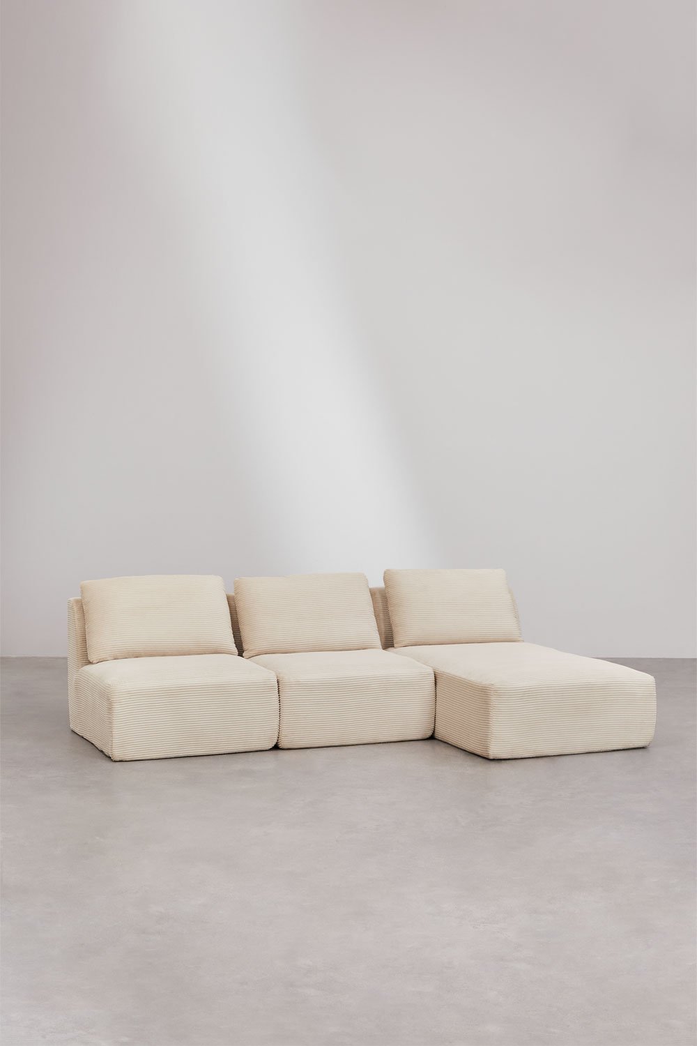 Sofá modular chaise longue derecho de 3 piezas en pana envasado al vacío Temple, imagen de galería 4