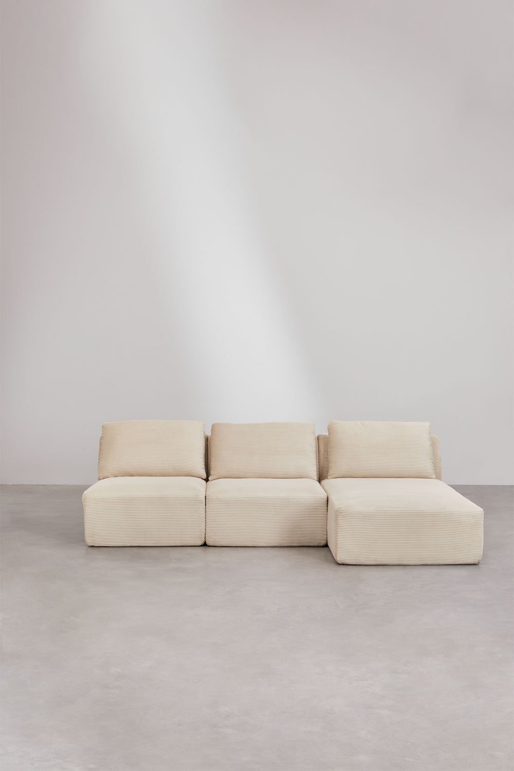 Sofá modular chaise longue derecho de 3 piezas en pana envasado al vacío Temple, imagen de galería 6