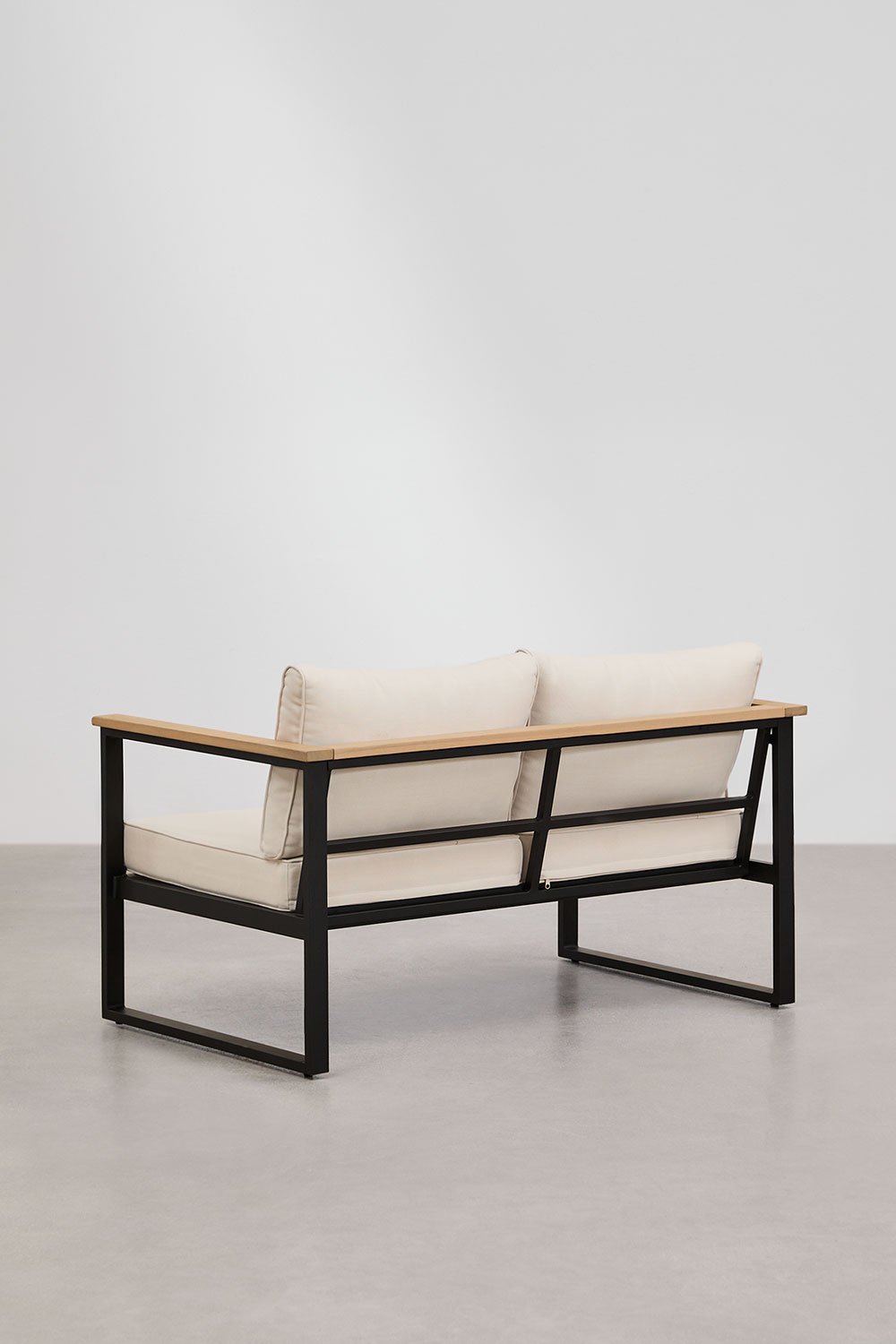 Conjunto de jardín de sofá de 2 plazas y mesa de centro en aluminio y madera de acacia 110x55cm Lipov, imagen de galería 4