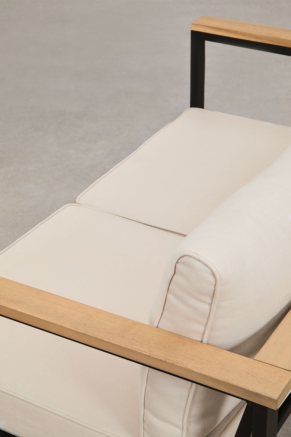 Conjunto de jardín con sofá de 2 plazas, 2 sillones y mesa de centro en aluminio y madera de acacia Lipov , imagen de galer&iacute;a 5