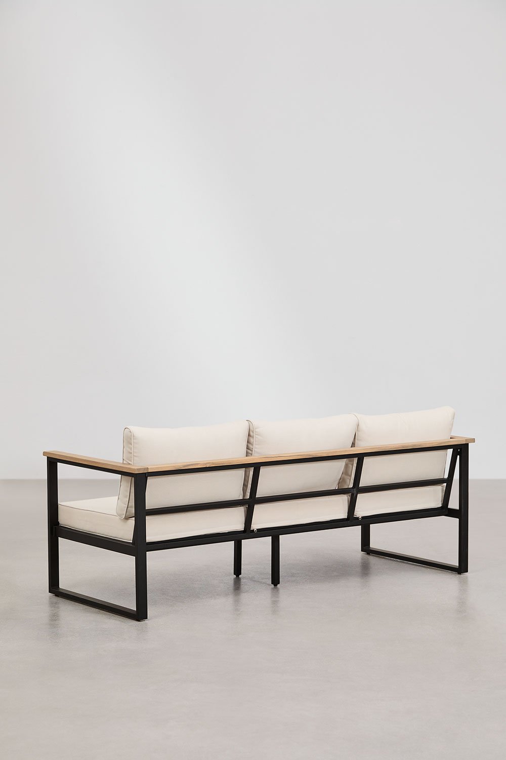 Conjunto de jardín con sofá de 3 plazas y mesa de centro en aluminio y madera de acacia 110x55cm Lipov  , imagen de galería 4