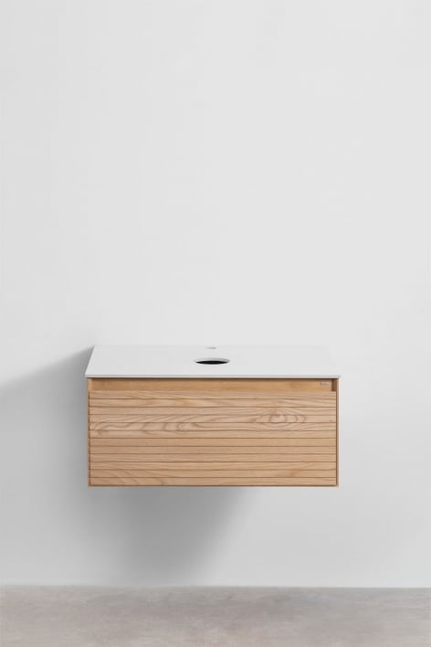 Conjunto de mueble de baño en madera de fresno Tedrik - Madera de Fresno