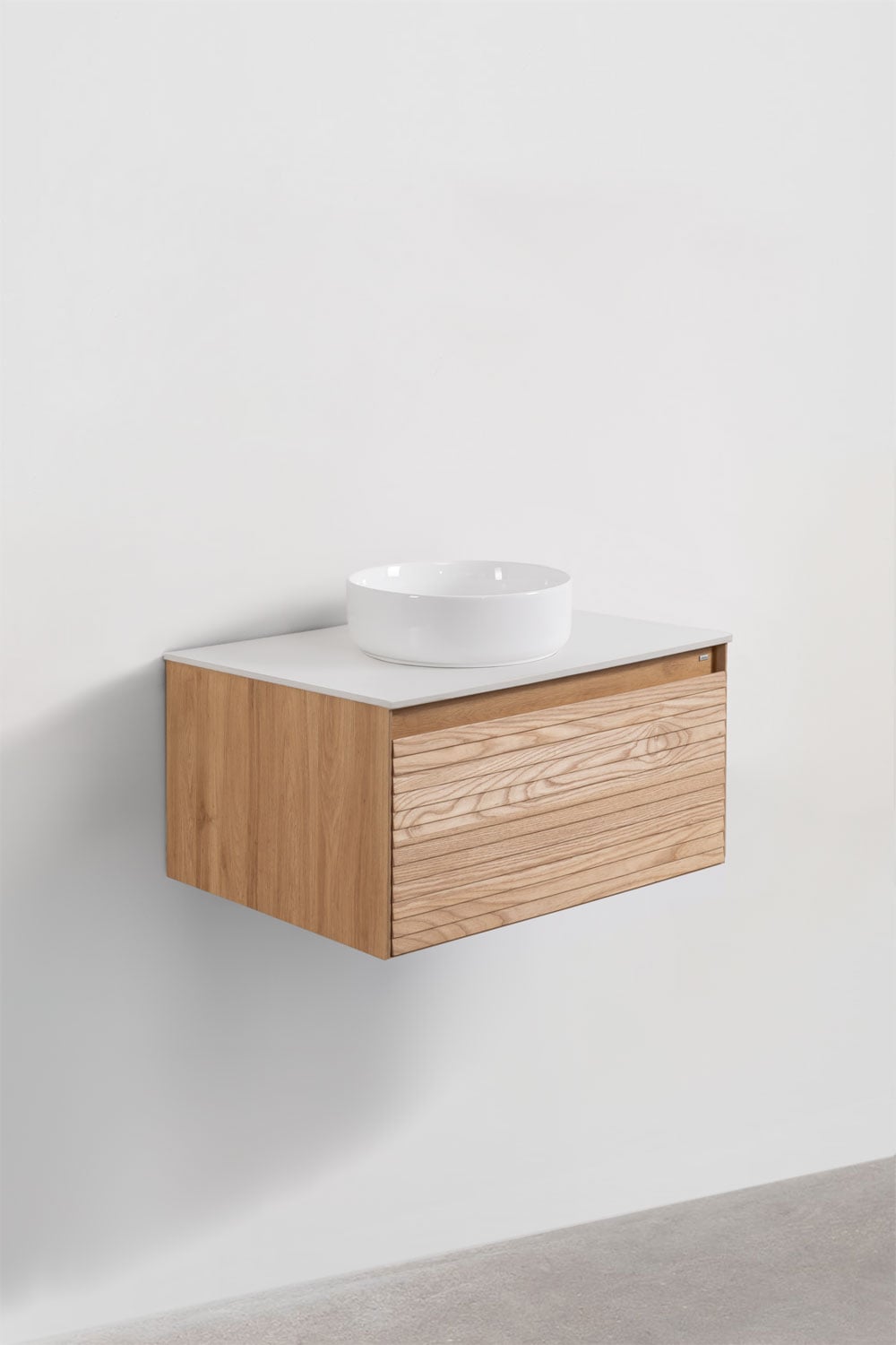Conjunto de mueble de baño suspendido en madera de fresno Tedrik, imagen de galer&iacute;a 3