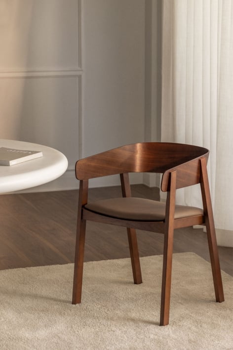 Silla de comedor en madera Olsen - Polipiel Marrón Bombón