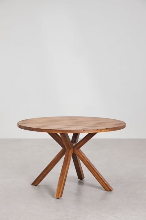 Mesa de jardín redonda en madera de eucalipto Naele