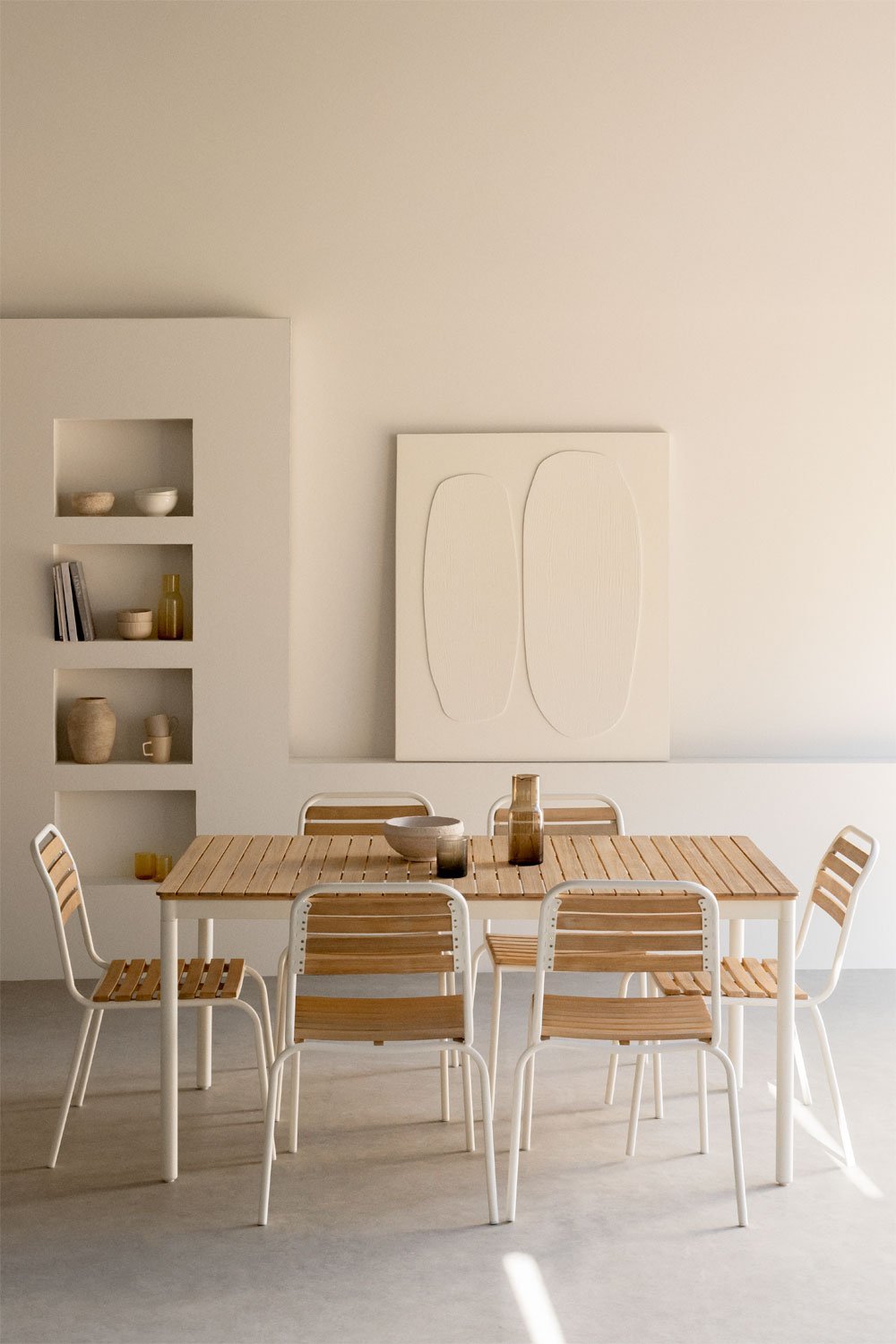 Mesa de comedor rectangular en acero y madera de acacia (160x90 cm) Artus, imagen de galería 1