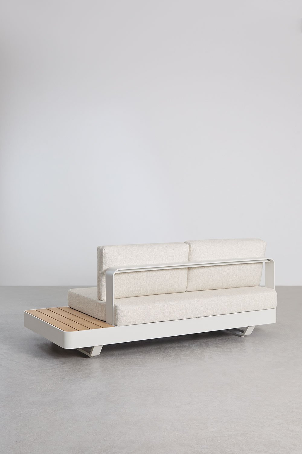 Conjunto de jardín con sofá esquinero de 5 plazas y mesa de centro en aluminio y madera de teca Yarilo, imagen de galería 12