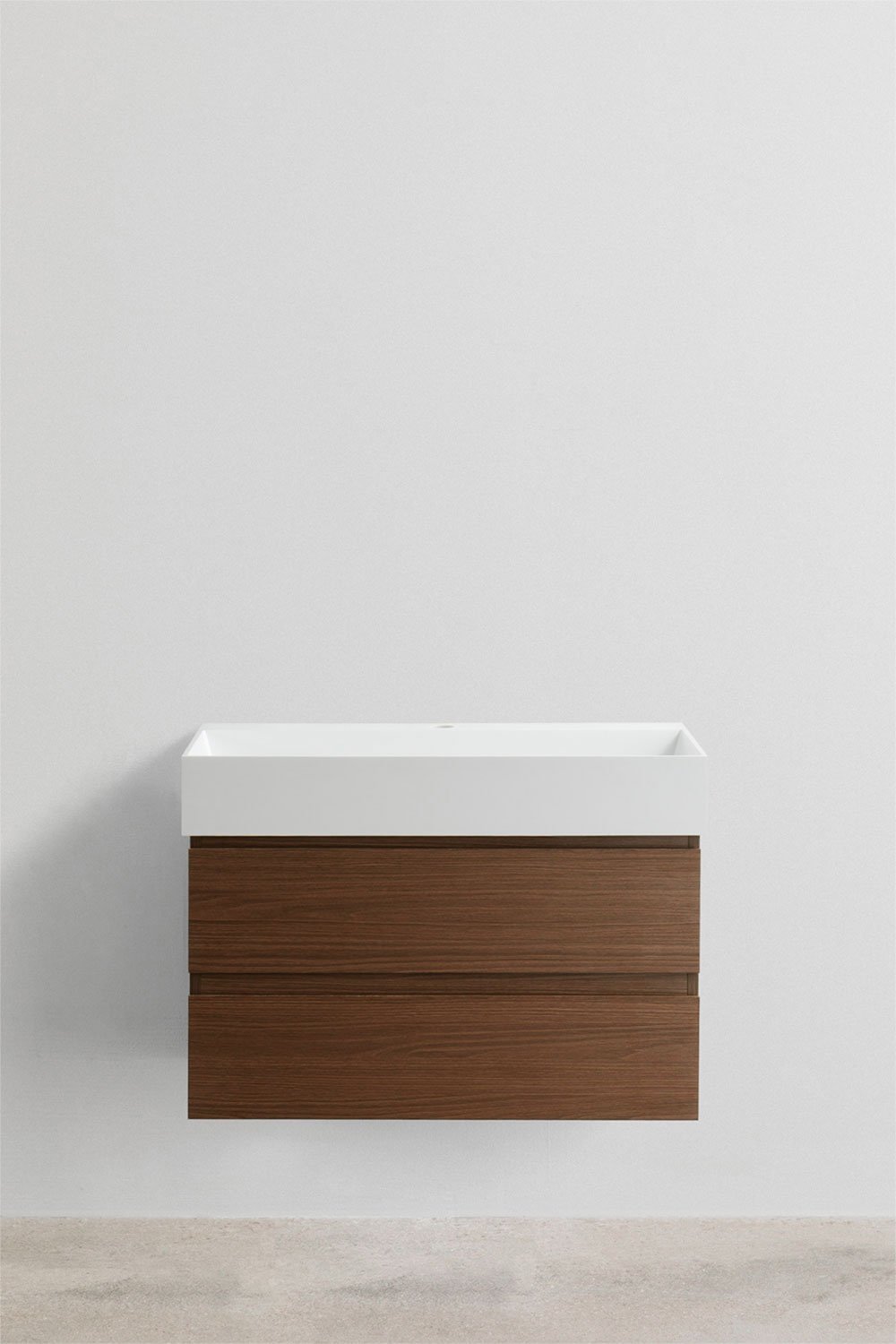 Conjunto de mueble de baño en madera y chapa de fresno con lavabo integrado Ona, imagen de galería 2