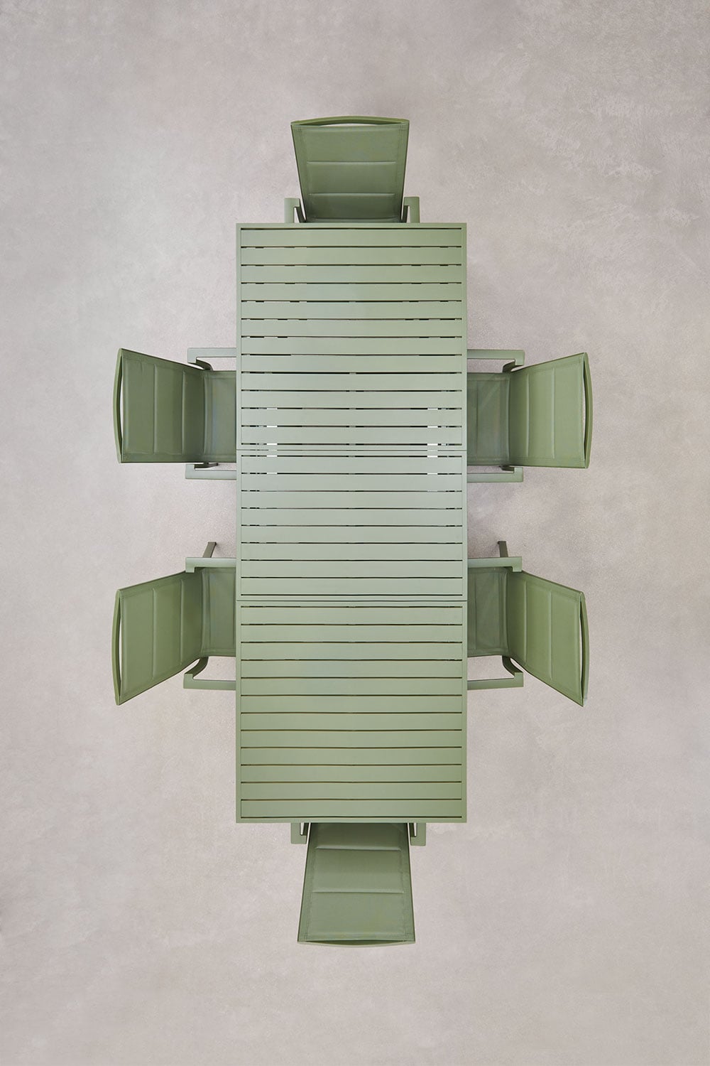 Set de mesa de jardín rectangular 180-240x90 cm extensible y 6 sillas de jardín apilables con reposabrazos en aluminio Karena   , imagen de galer&iacute;a 3