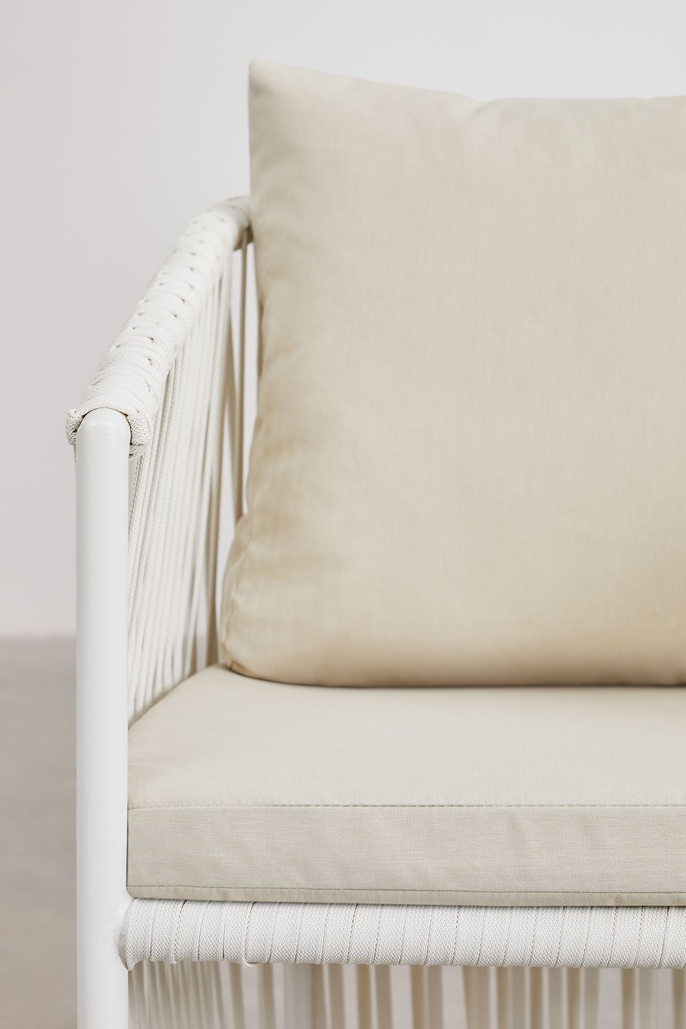 Pack de 4 sillas de comedor con reposabrazos en aluminio y cuerda trenzada Sophie, imagen de galería 4