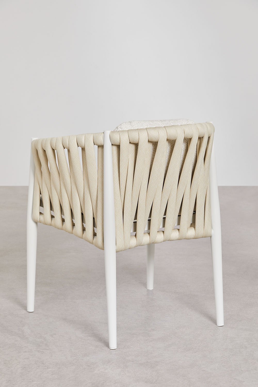 Pack de 4 sillas de jardín con reposabrazos en aluminio y tela bouclé Sereilen, imagen de galería 5