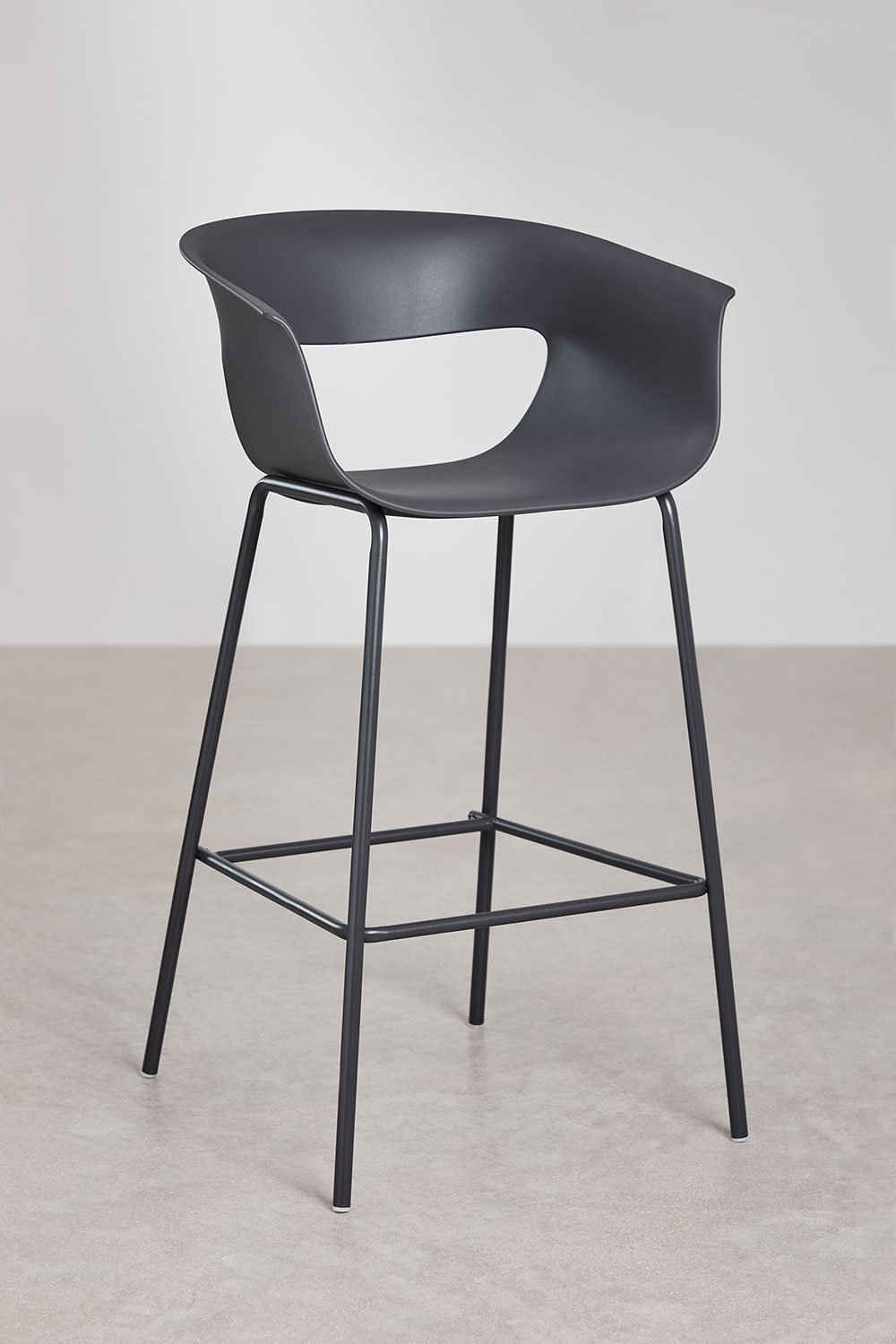 Taburete alto 75 cm en polipropileno y acero gris grafito Alanys, imagen de galer&iacute;a 3