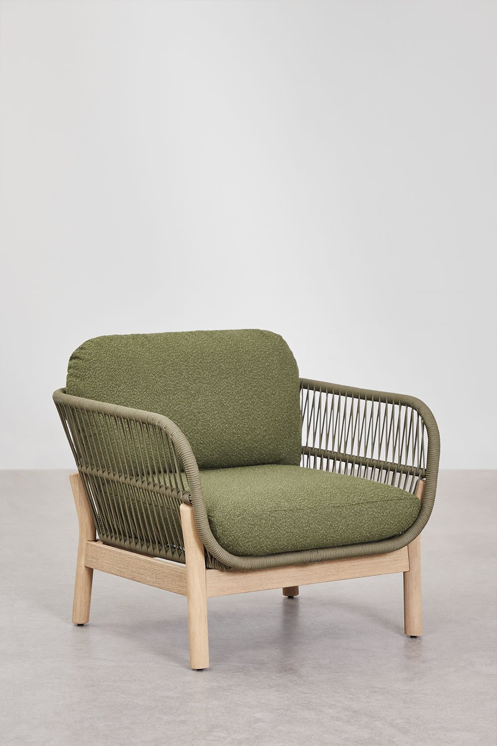 Conjunto de jardín con 2 sillones y mesa de centro en madera de acacia y cuerda trenzada Karvia, imagen de galería 2