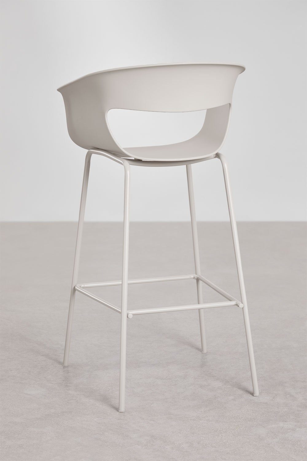 Pack de 2 taburetes altos 75 cm en polipropileno y hierro blanco grisáceo Alanys, imagen de galería 3
