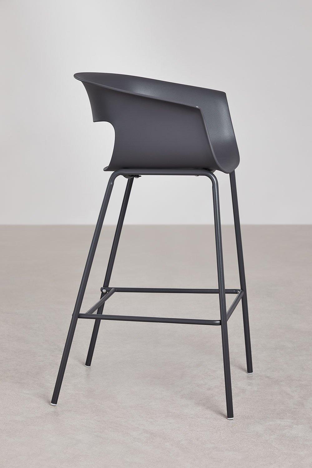 Pack de 4 taburetes altos 75 cm en polipropileno y acero gris grafito Alanys, imagen de galer&iacute;a 4