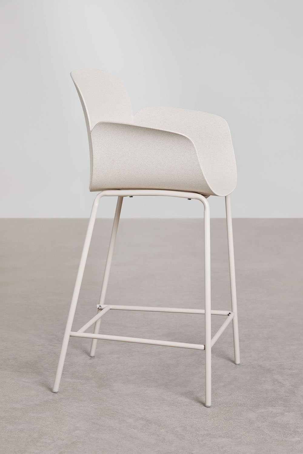 Pack de 4 taburetes altos 65 cm en polipropileno y hierro blanco piedra Lynette, imagen de galería 3