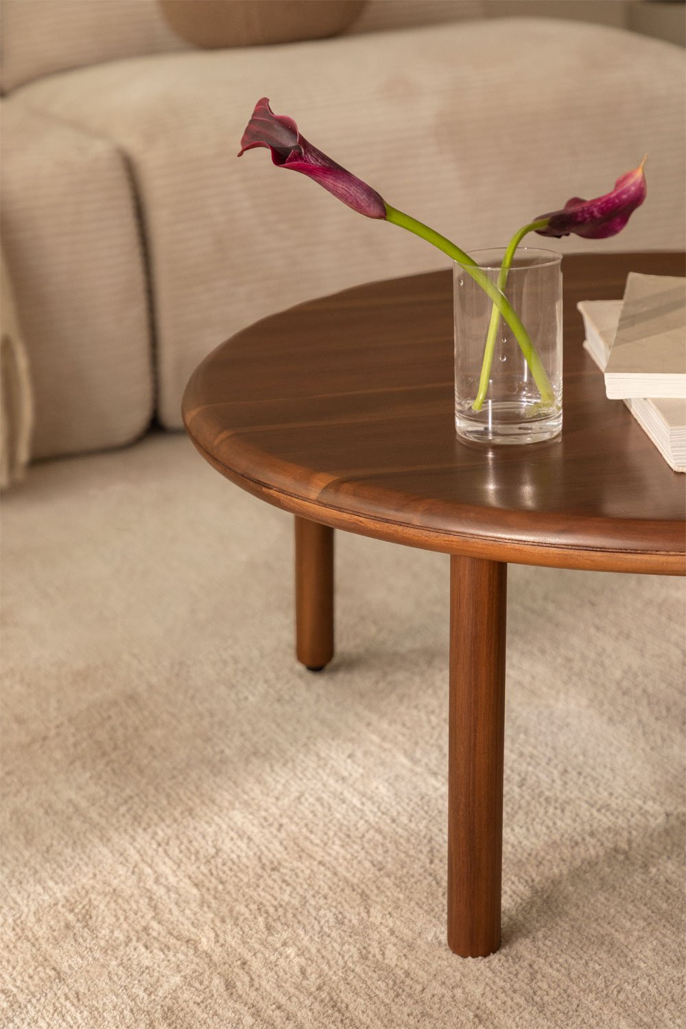 Mesa de centro redonda en madera de acacia Olivia, imagen de galer&iacute;a 3