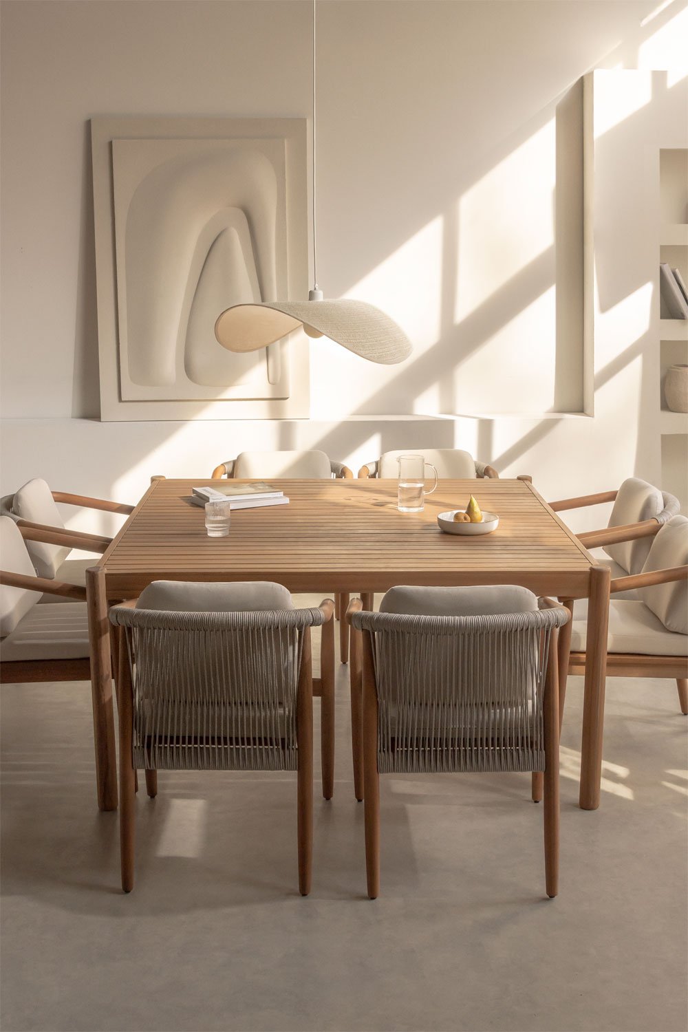 Mesa de comedor cuadrada 150x150 cm en madera de acacia Aderyn, imagen de galería 1