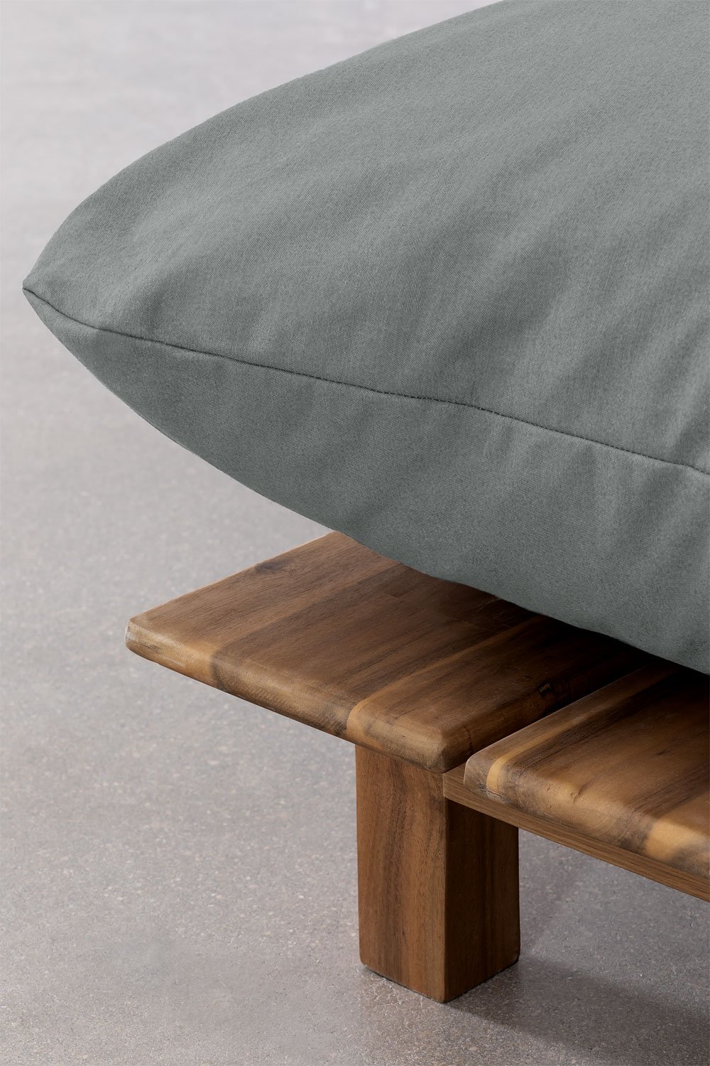 Conjunto de jardín con sofá modular reclinable de jardín de 3 piezas con mesa de centro y puff en madera de acacia Brina   , imagen de galería 2