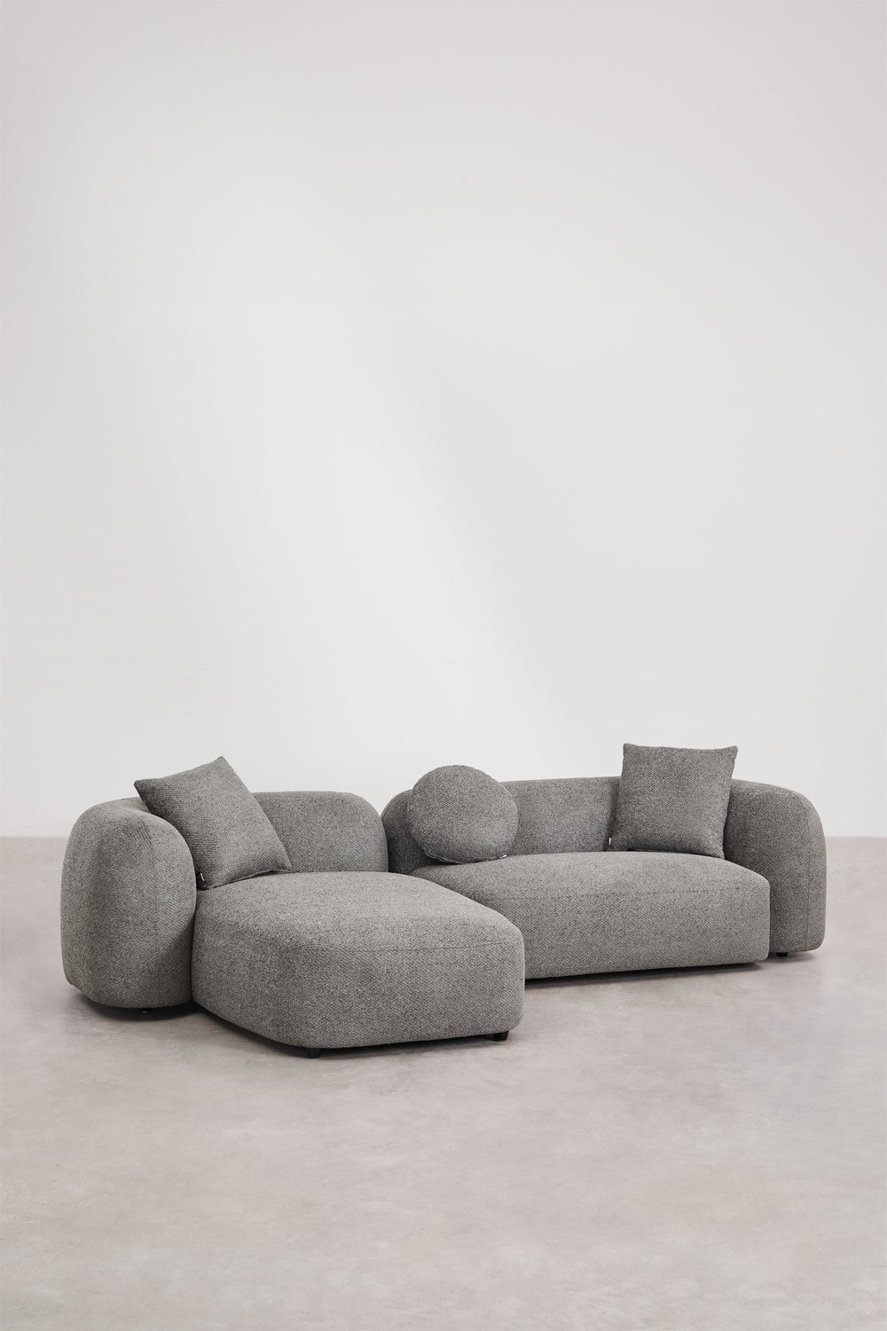 Sofá modular chaise longue izquierdo de 2 piezas en chenilla gruesa color gris granito Coco, imagen de galería 1