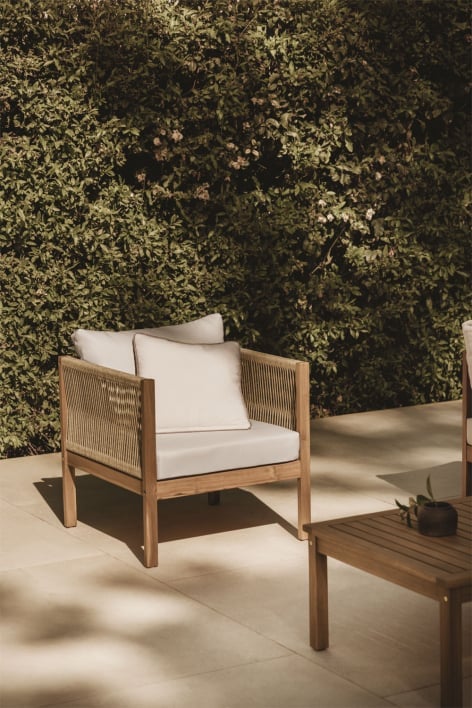 Sillón de jardín con reposabrazos en madera de acacia Branson