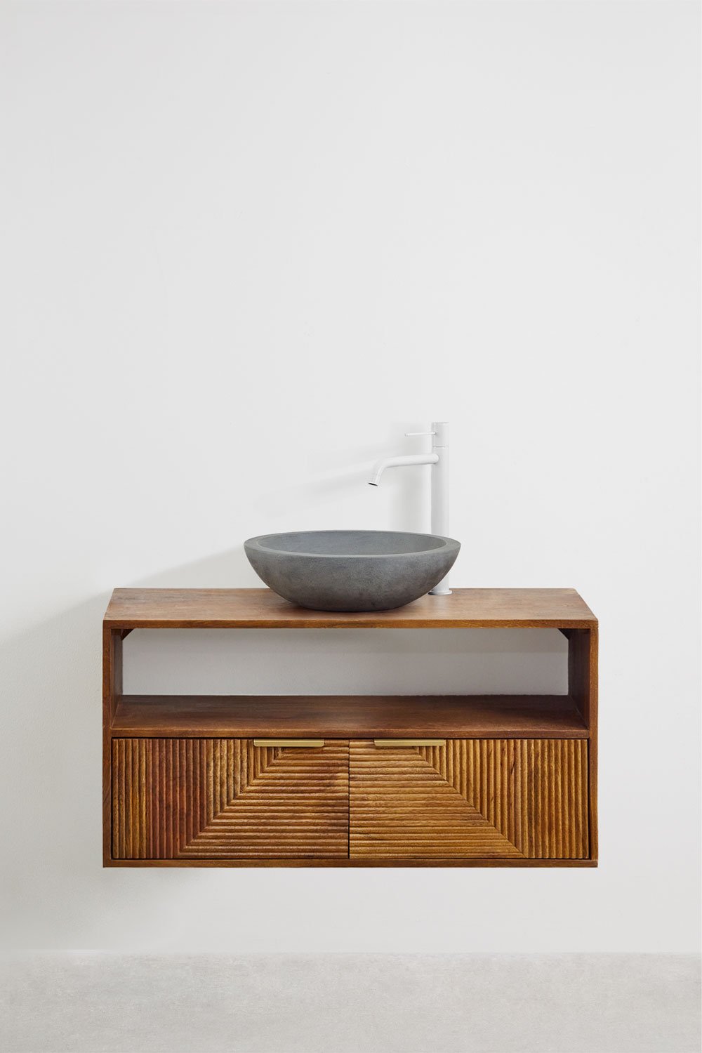 Conjunto de mueble de baño en madera de mango Baty, imagen de galería 1