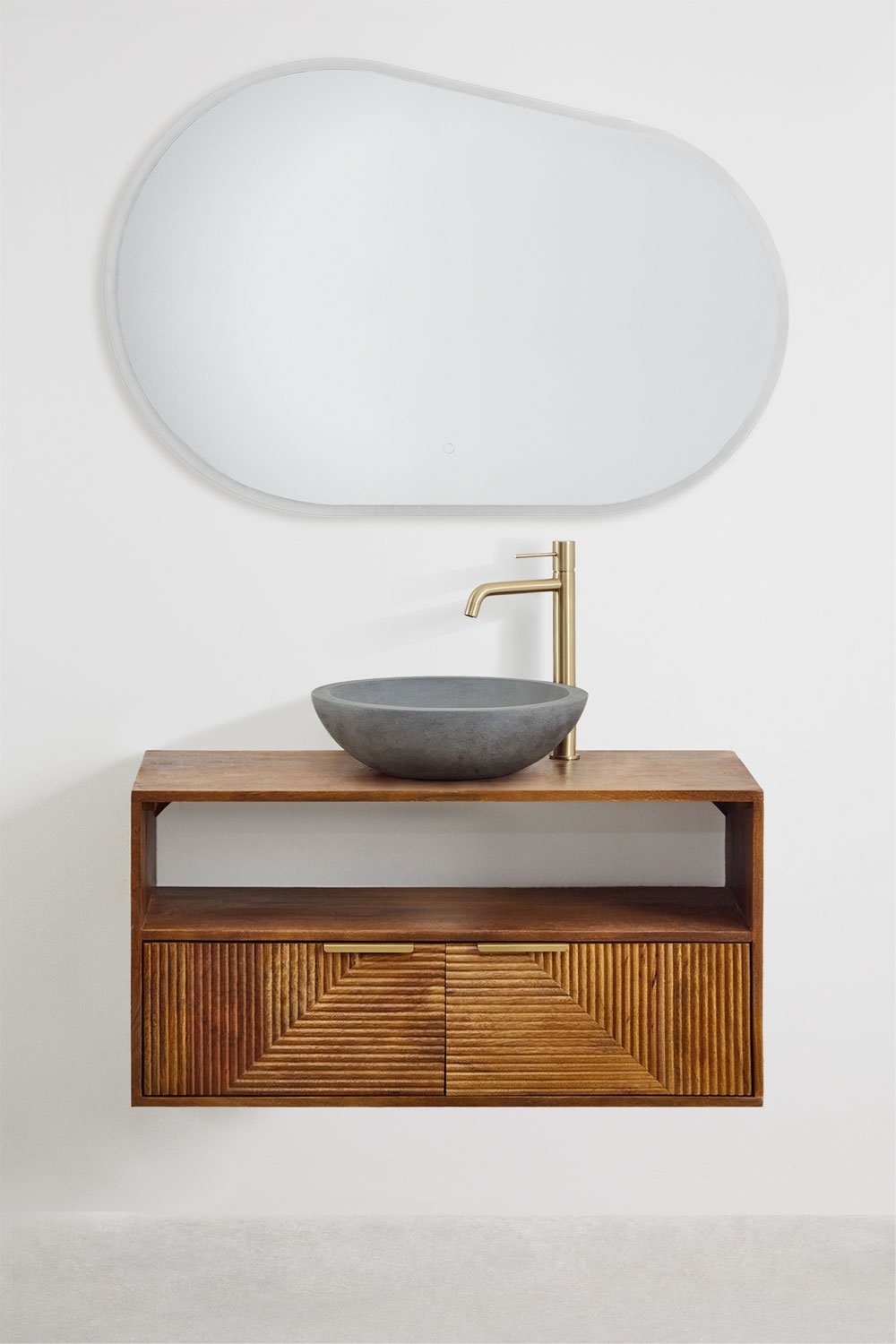 Conjunto de mueble de baño en madera de mango Baty, imagen de galería 2