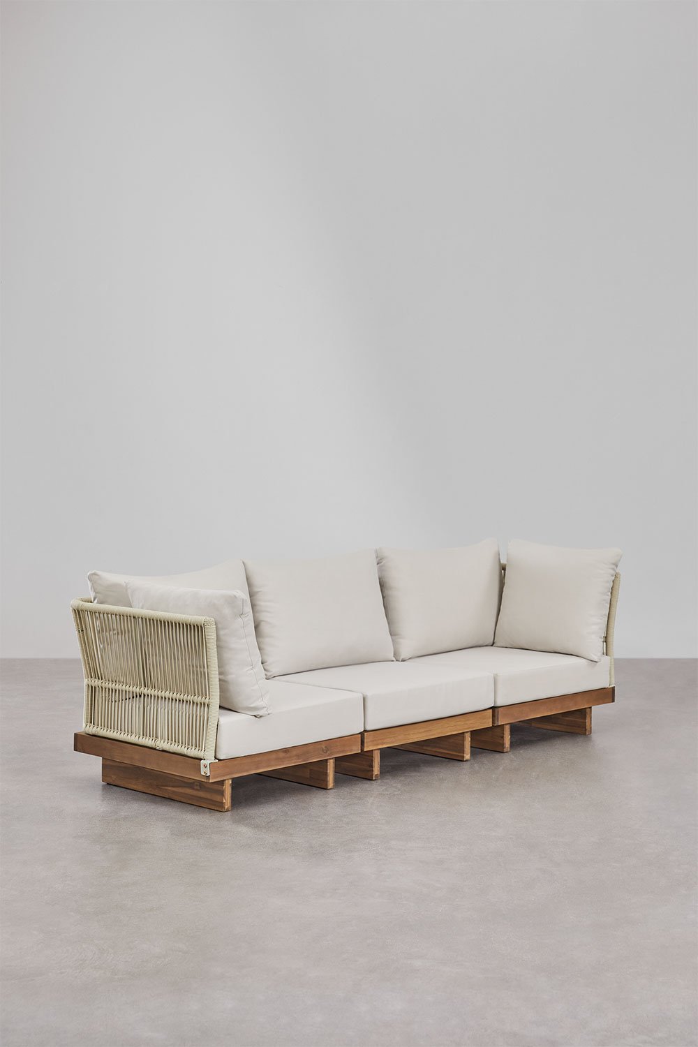 Sofá modular de 3 piezas con 2 sillones esquineros en madera de acacia Dailin, imagen de galería 1