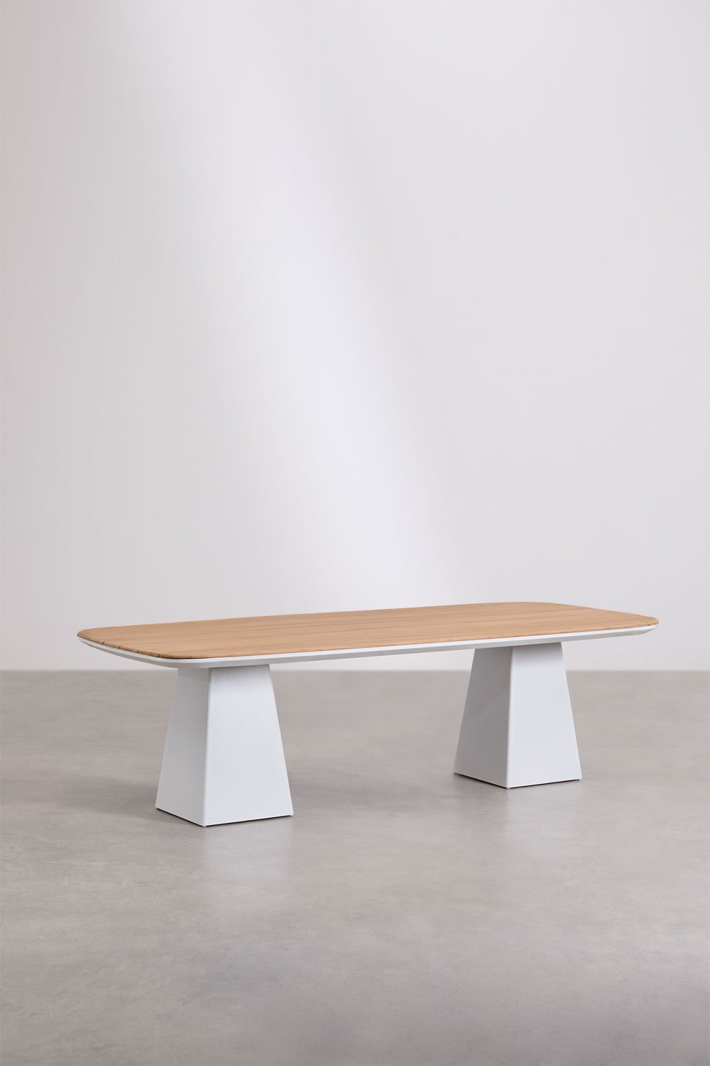 Set de mesa rectangular 260x110 cm en aluminio y madera de teca Inkeri y 10 sillas de Jardín apilables en aluminio Archer, imagen de galería 2