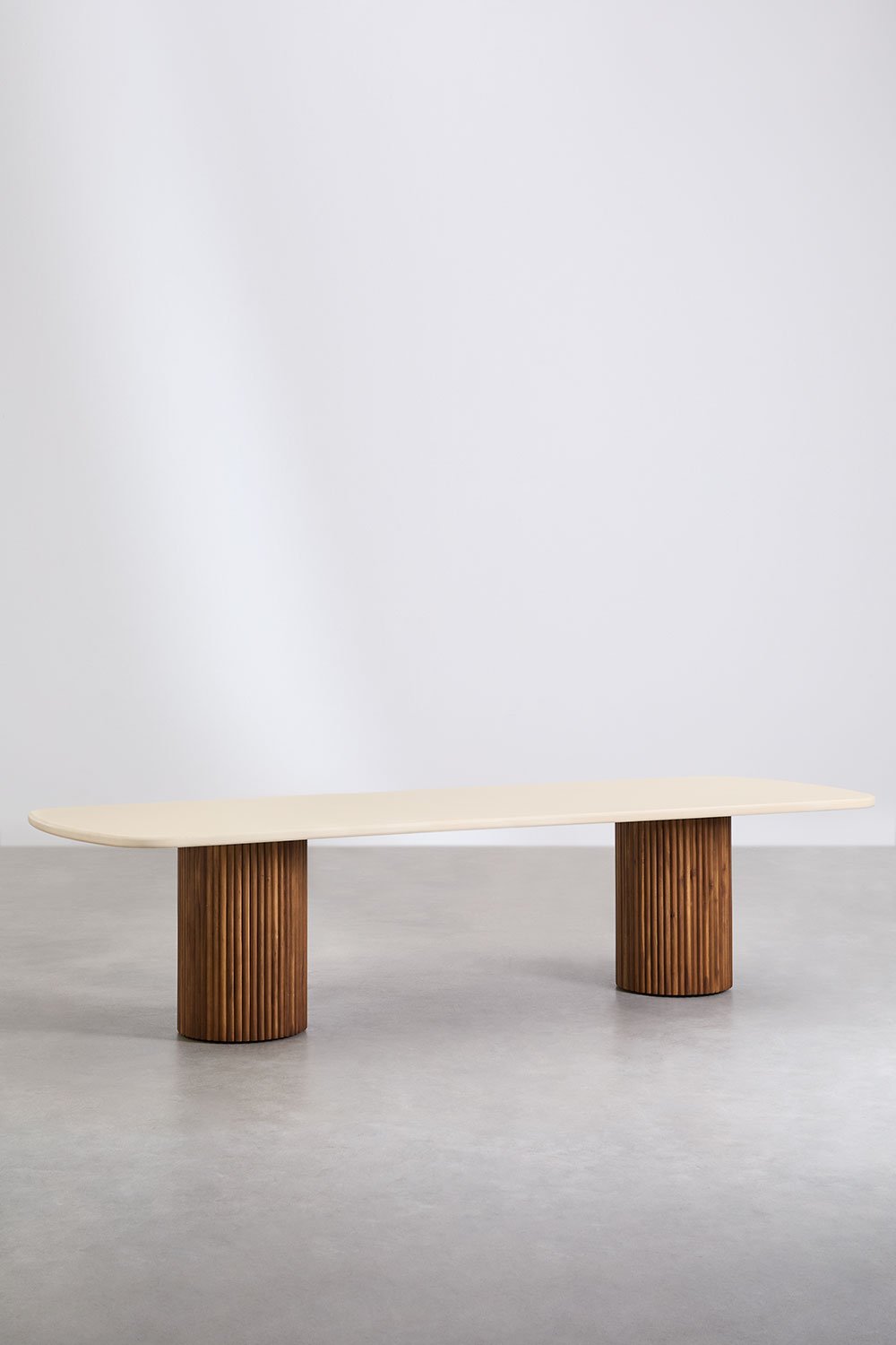 Mesa de jardín rectangular en cemento y madera de acacia Sirvon , imagen de galería 2