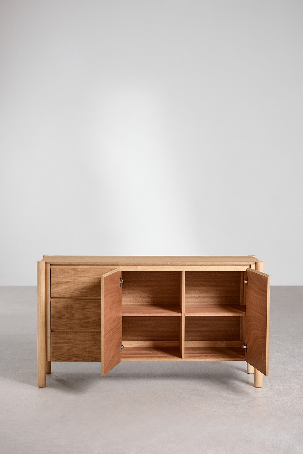 Aparador rectangular 145x45 cm en MDF con chapa de roble Munden, imagen de galería 4