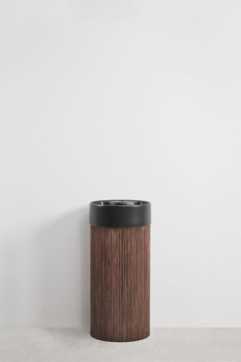 Conjunto de mueble de baño en madera con lavabo integrado en cerámica Maude