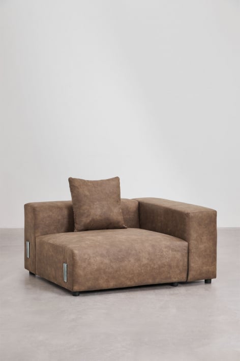 Módulo esquinero derecho 135x113 cm con reposabrazos alto y cojín para sofá modular Bruna - Antelina Marrón Café