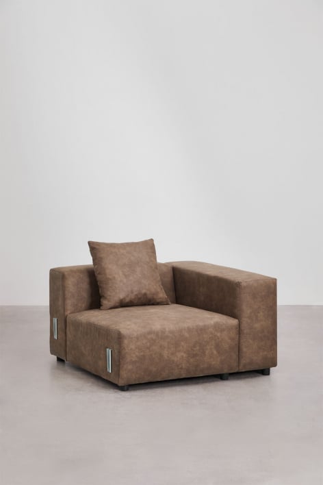 Módulo esquinero derecho 115x113 cm con reposabrazos alto y cojín para sofá modular Bruna - Antelina Marrón Café