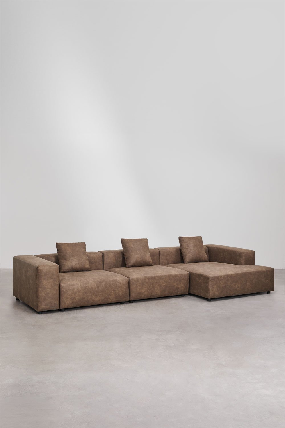 Sofá modular chaise longue derecho de 3 piezas ↔︎375 cm con reposabrazos alto Bruna , imagen de galería 3