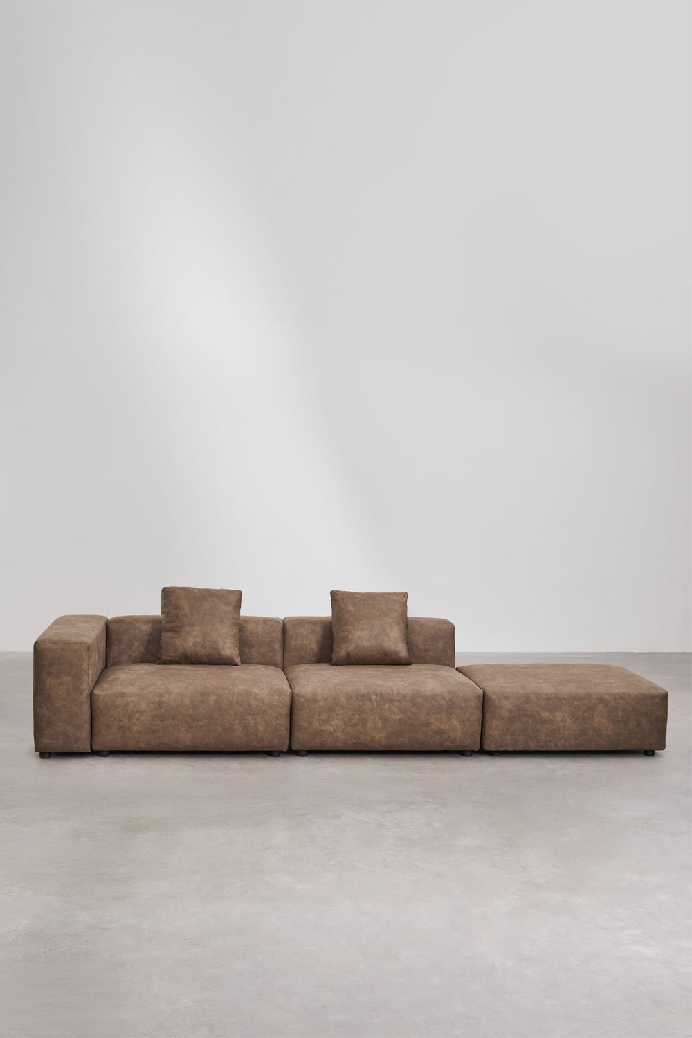 Sofá modular esquinero izquierdo de 2 piezas con reposabrazos alto y puff ↔︎345 cm Bruna , imagen de galería 4