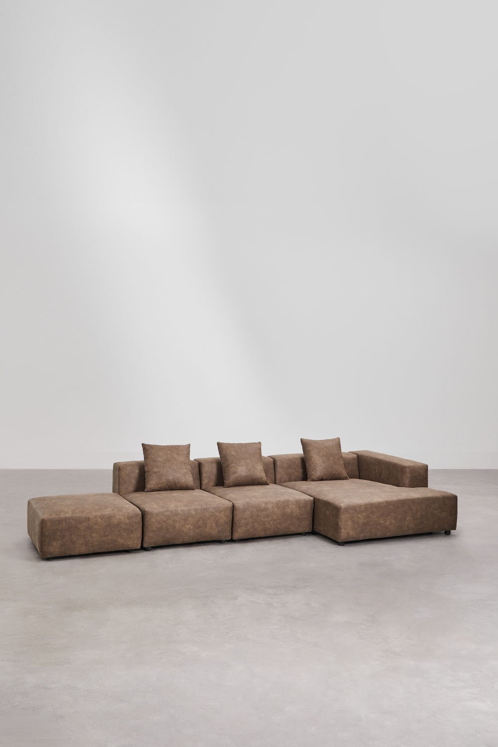 Sofá modular chaise longue esquinero derecho de 3 piezas con puff ↔︎390 cm Bruna , imagen de galería 3