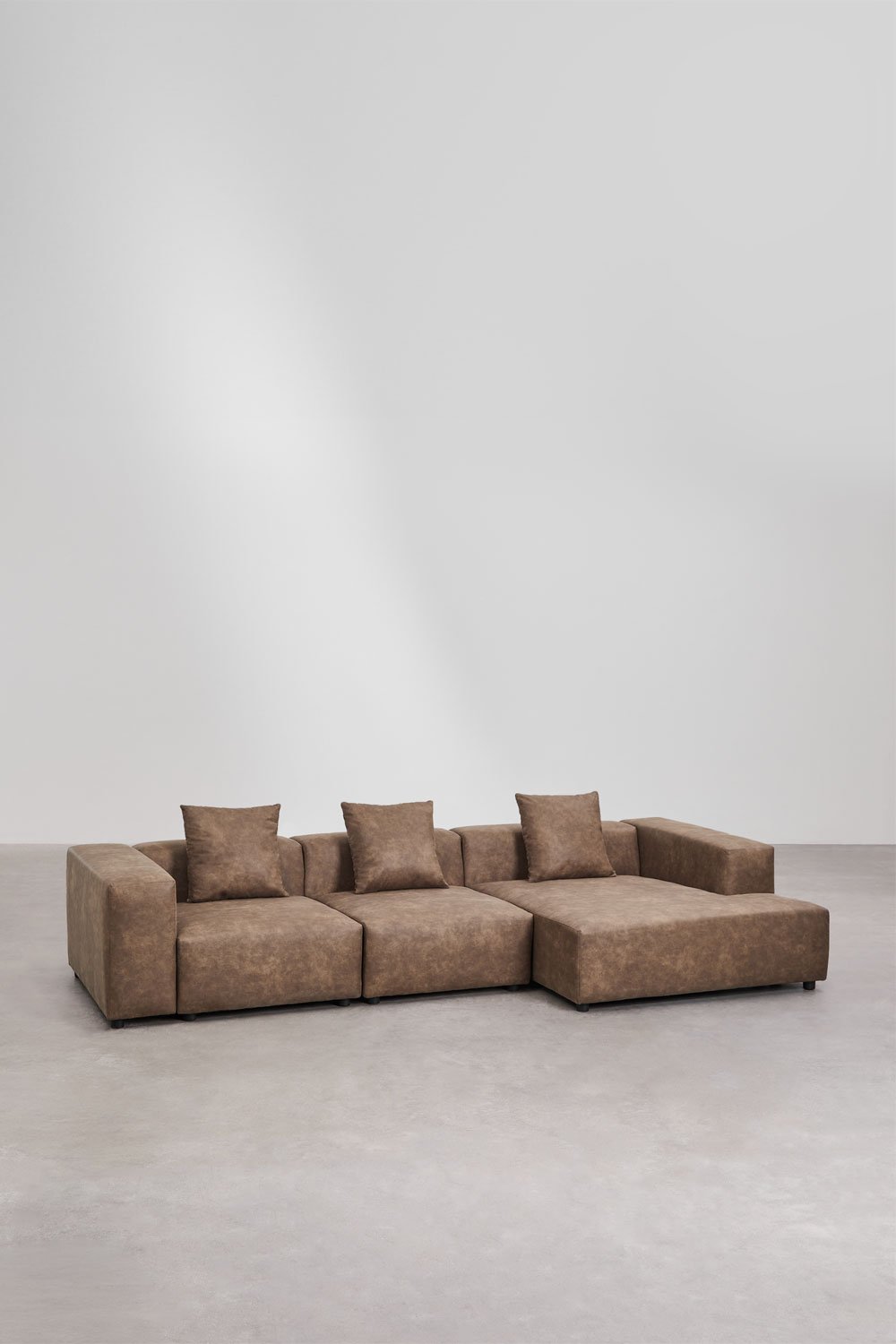 Sofá modular chaise longue derecho de 3 piezas (↔︎335 cm) con reposabrazos alto Bruna, imagen de galería 1