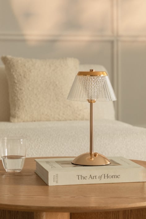 Lámpara de mesa LED inalámbrica en hierro y cristal Tinyent
