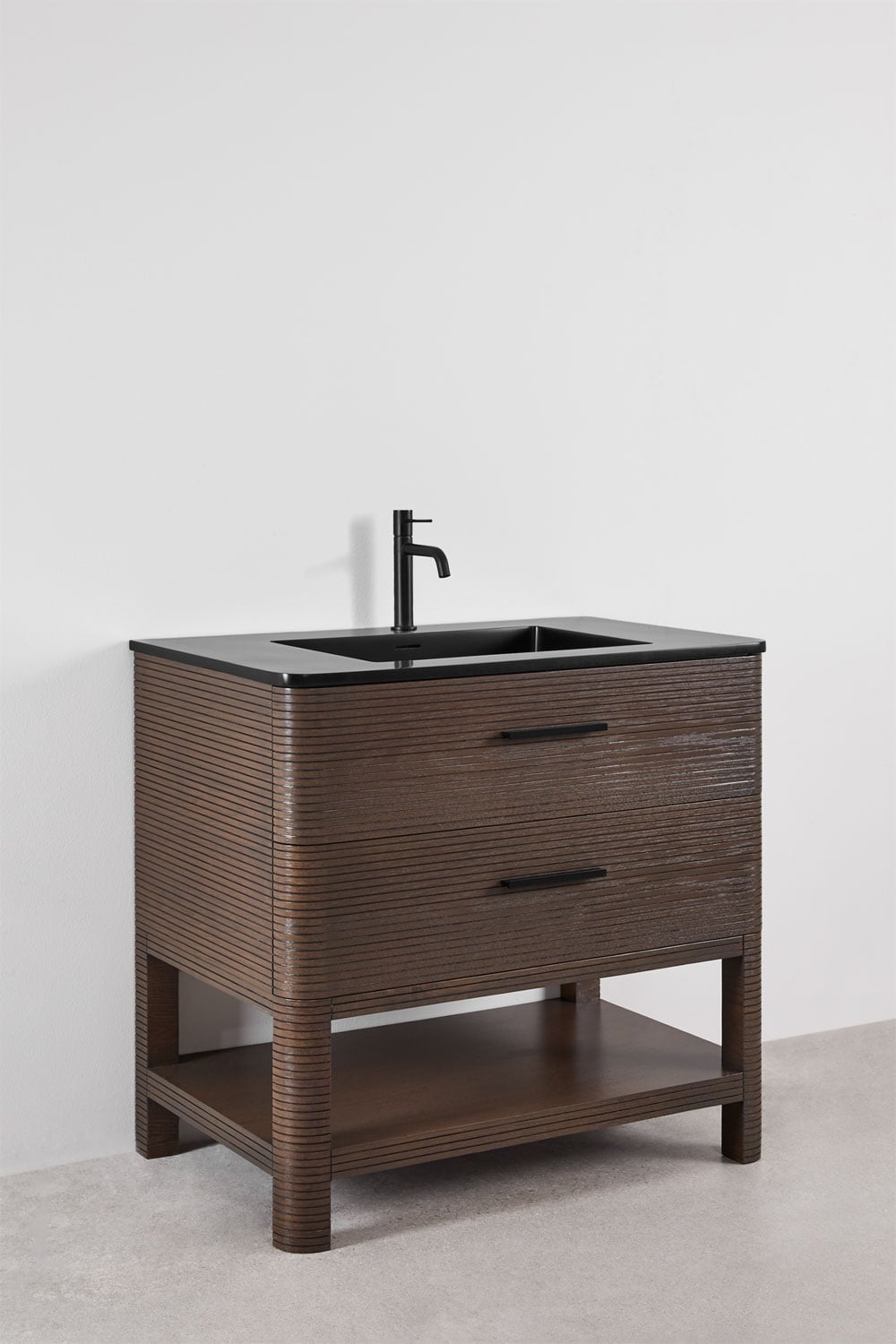Conjunto de mueble de baño en madera con lavabo integrado Misene, imagen de galer&iacute;a 3