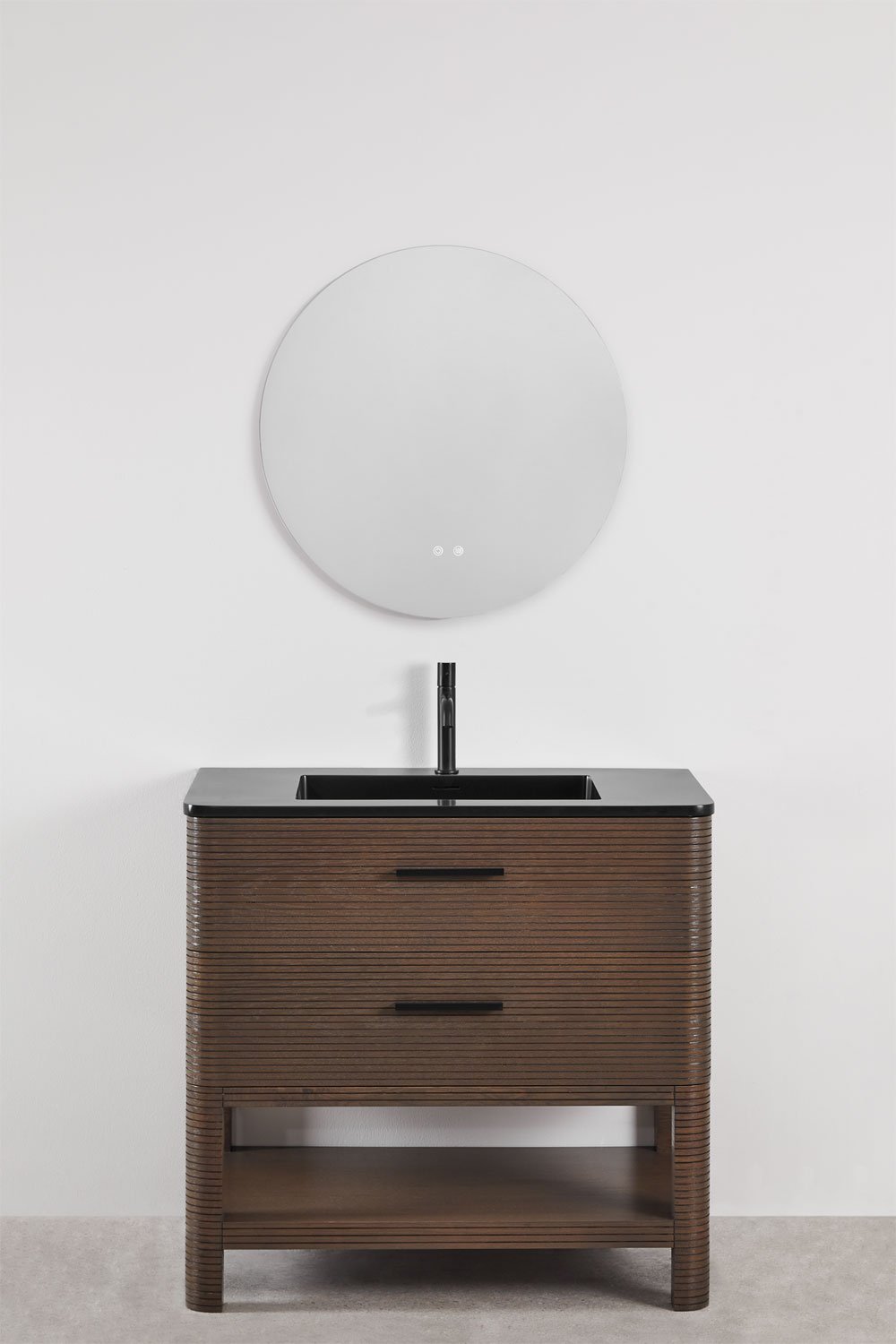 Conjunto de mueble de baño 90x50 cm en madera con lavabo integrado Misene, imagen de galer&iacute;a 2