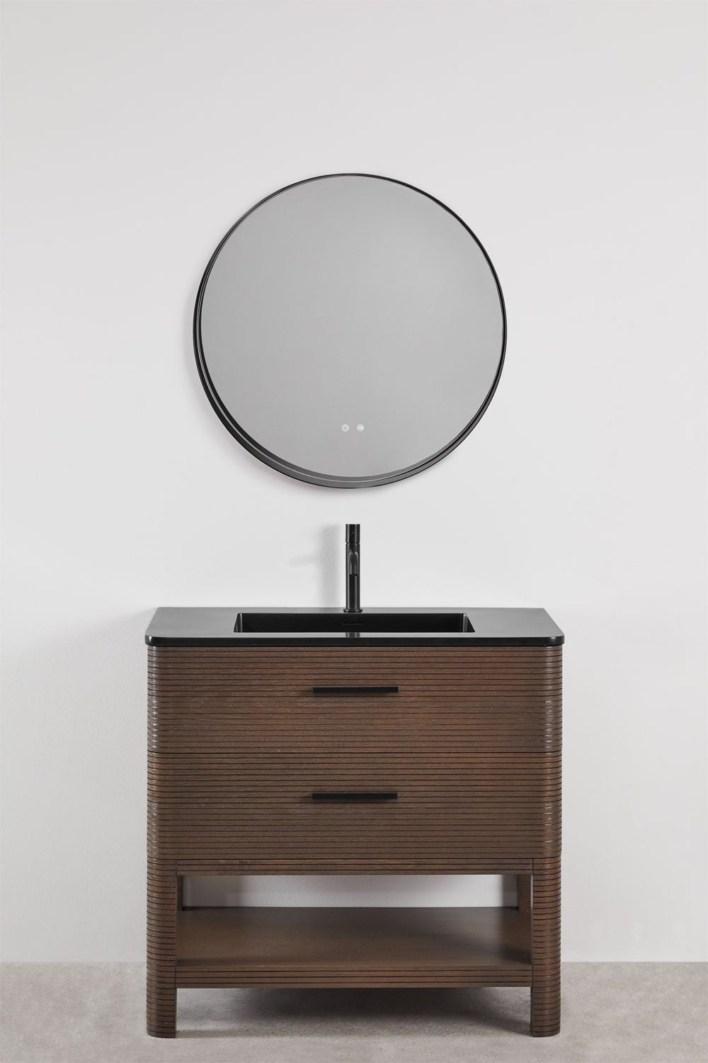 Conjunto de mueble de baño en madera con lavabo integrado Misene, imagen de galer&iacute;a 2