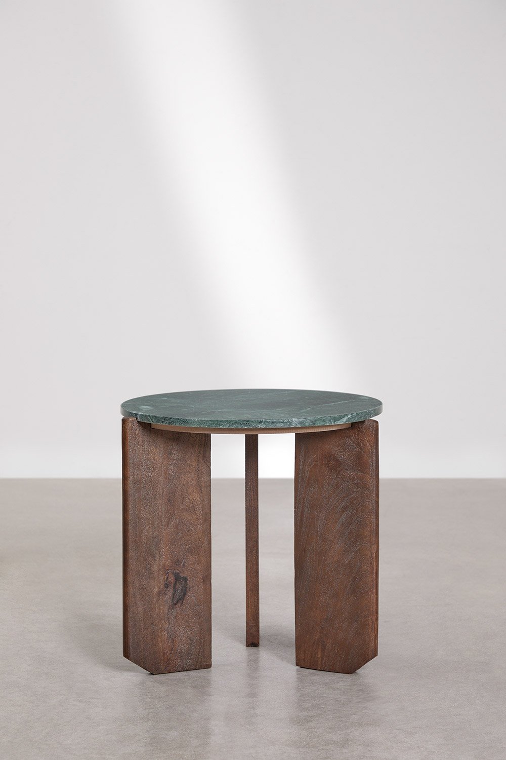 Mesa auxiliar redonda Ø50 cm en piedra natural y madera de mango Lavinia, imagen de galer&iacute;a 4